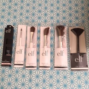 elf cosmetics - set of 5 brushes & lip exfoliator